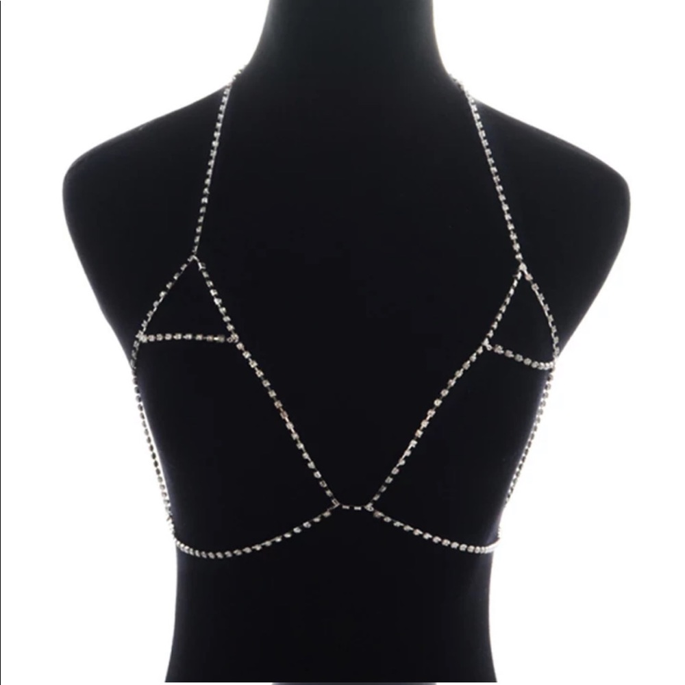 Sexy crystal cage bra harness  Body jewelry gift 2 - Picture 3 of 8